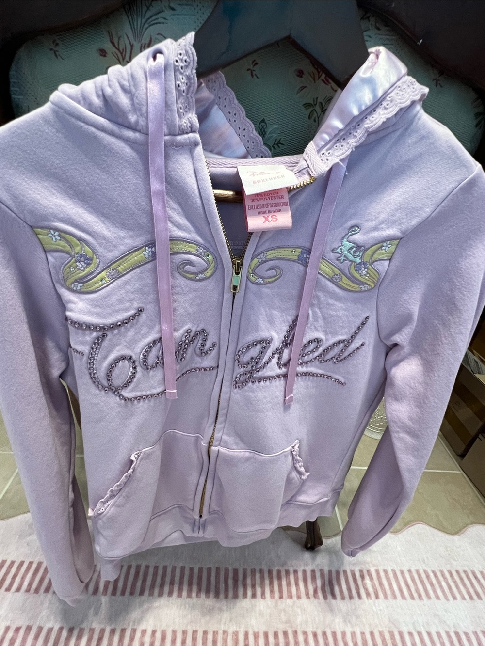 Disney Tangled Rhinestone Women's Zippered Hoodie - BoxLunch Exclusive